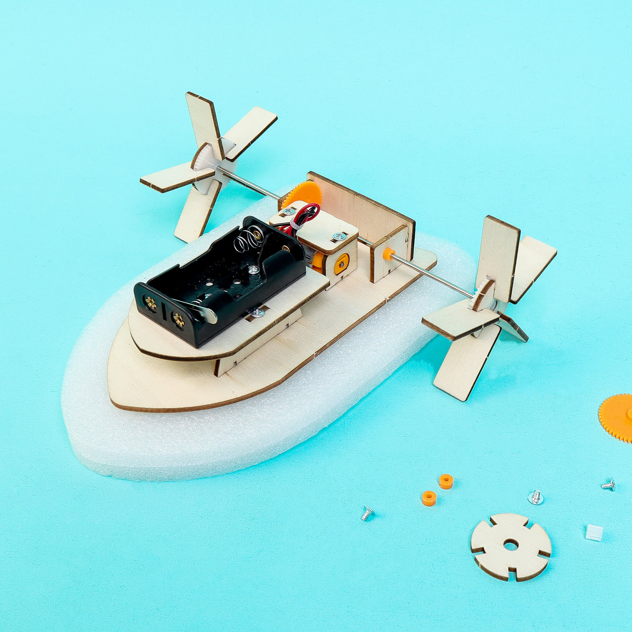 Kit de bricolaje para barco con rueda de paletas, juguete educativo STEM