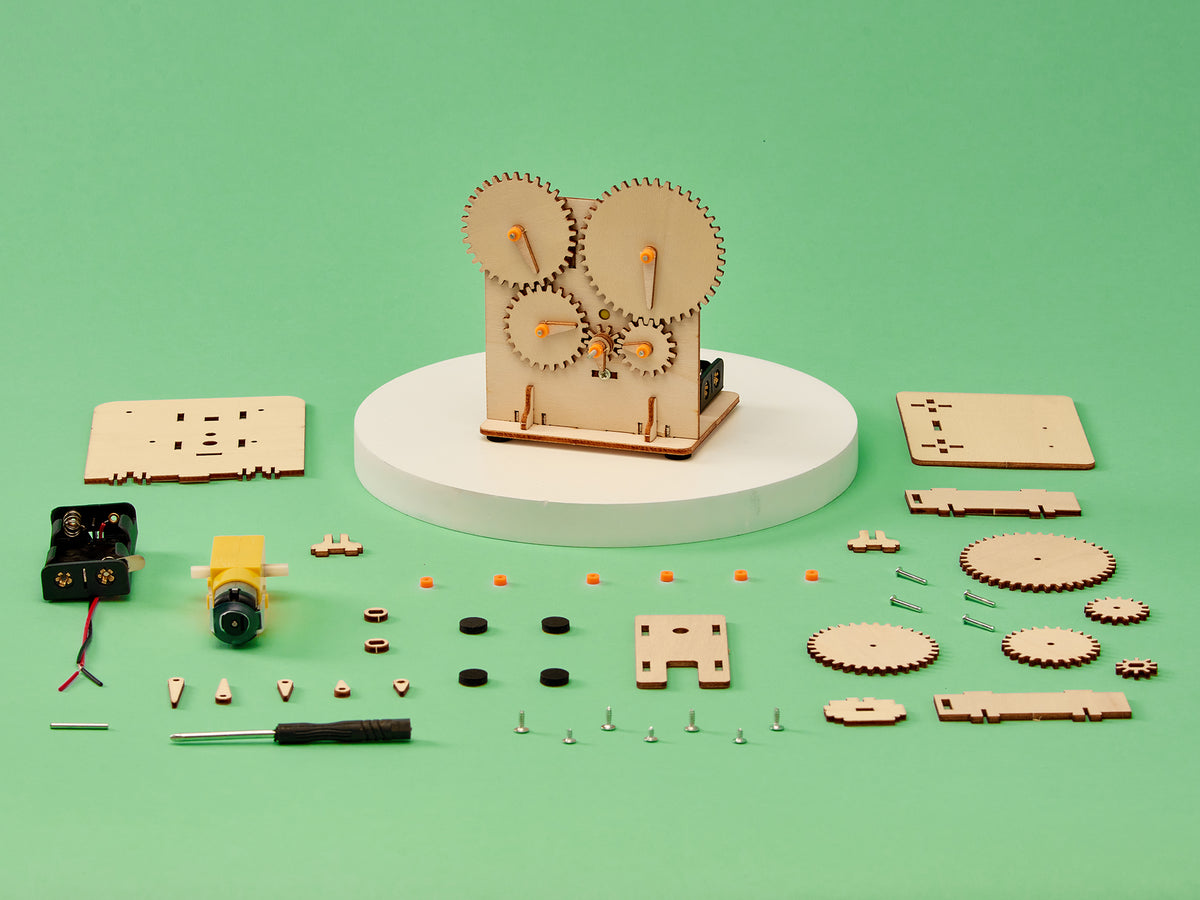 Gear Train Rattle Gear Train DIY Kit, Educational STEM Toy